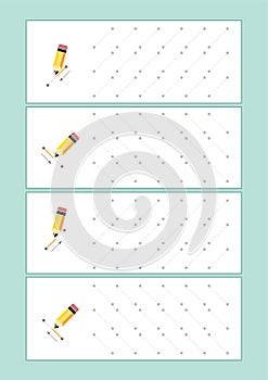 Tracing Lines vector for preschool or kindergarten and special Education. Tracing Lines for developing fineÂ motor skills